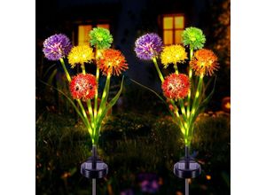 9080282299928 - Solar-Gartenleuchte 2 Stück Löwenzahnblume Outdoor-Solarlampe für Gartendekoration Terrasse Hochzeit Weihnachten Rasen Terrasse