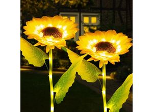 9080282299935 - Beijiyi - Solar-Gartenleuchte 2 Stück Löwenzahnblume Outdoor-Solarlampe für Gartendekoration Terrasse Hochzeit Weihnachten Rasen Terrasse