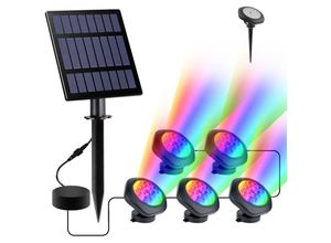 9080282299959 - Beijiyi - Solar-Teichleuchten RGB-Solarlampe mit IP68 wasserdicht Solarstrahler für Aquarium Garten (5 Scheinwerfer) [Energieklasse a+]