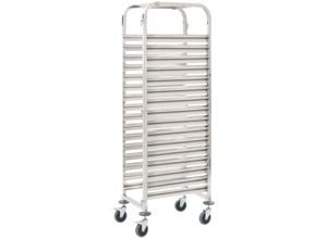 9086256795953 - Bonnevie - ServierwagenKüchenwagenTablettwagen für 16 Tabletts 38x55x163 cm Edelstahl -BV11970