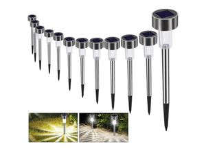 9088340727932 - Memkey - Solar-Gartenlampe für den Außenbereich Bodenlampe 12 Stück wasserdichte Gartenlampen kabellose LED-Lampe Dekoration kaltweiß