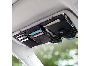 9088340732424 - Memkey - Auto-Sonnenblenden-Organizer Aufbewahrungstasche für Auto-Innenzubehör aus PU-Leder für Kreditkarten Stifte Sonnenbrillen und Dokumente