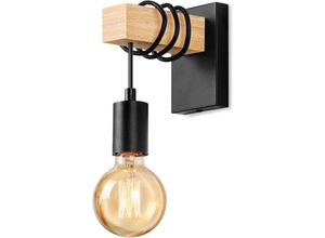 9088340734930 - Memkey - Industrielle Wandleuchte aus Holz Vintage-Wandlampe Innenwandbeleuchtung Retro-E27-Wandstrahler für Wohnzimmer Schlafzimmer Esszimmer