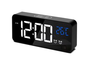 9088340735494 - Digitaler Wecker LED-Digitaluhr digitaler Wecker mit Temperatur Schlummerfunktion 2 Alarme 12 24 Stunden USB-Ladeanschluss 16 Musik (schwarz)