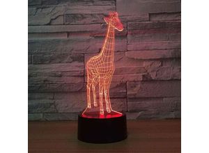 9088340737016 - Nachtlicht für Kinder Tier-Giraffe USB-Einsatz wiederaufladbare 3D-Illusionslampe 16 Farbwechsel mit Fernbedienung Schlafzimmer-Schlaflicht