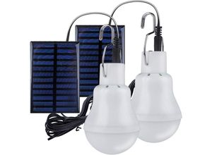 9088340738143 - Memkey - 2 tragbare Solar-Campingleuchten LED-Solarbirne Solar-Notfalllampe Gartenlaterne Solarbeleuchtung mit Haken Glühbirnen-Panel für