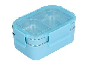 9088340741464 - Memkey - Lunchbox aus Edelstahl 304 doppellagige Lunchbox Lebensmittelaufbewahrung mit Fach für Erwachsene Kinder Büro Schulreisen (blau)