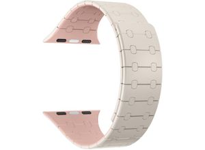 9090705229586 - Coavas - Magnetisches Armband kompatibel mit Apple Watch Band Serie 9 8 7 magnetisches Silikonarmband für (42 44 45 49 mm Starlight + Pink)