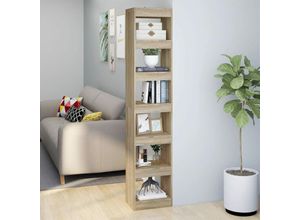 9091424920730 - Maisonchic - Bücherregal Paravent Raumteiler Stellwand Sichtschutz Sonoma-Eiche 40x30x198 cm NMKS73083