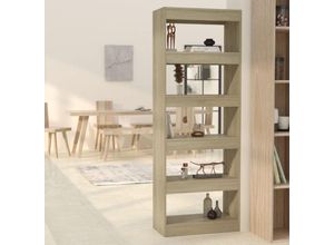 9091424920778 - Maisonchic - Bücherregal Paravent Raumteiler Stellwand Sichtschutz Sonoma-Eiche 60x30x166 cm Holzwerkstoff NMKS23156