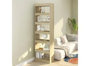 9091424920785 - Maisonchic - Bücherregal Paravent Raumteiler Stellwand Sichtschutz Sonoma-Eiche 60x30x198 cm NMKS97242