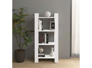 9091424921478 - Maisonchic - Bücherregal Paravent Raumteiler Stellwand Sichtschutz Weiß 60x35x125 cm Massivholz NMKS88800