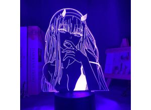 9093563068427 - Minkurow - Zero Two Figur Anime Lampe Nachtlicht Manga led Nachtlicht Mehrfarbig Wechsel usb Batterie Tisch Lampara Kinder Kind Mädchen Schlafzimmer