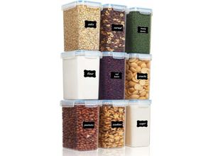 9093563071274 - 2L Vorratsdosen-Set Müsli-Gläser und Vorratsdosen für Lebensmittel luftdichte Vorratsdosen aus Kunststoff 9er-Set 24 Etiketten für Müsli Mehl