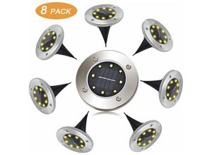 9093563147474 - LYCXAMES – Solar-Außenleuchte FLOWood 8 LEDs 8er-Pack Strahler Solar-Gartenleuchte wasserdicht IP65 dekoratives Rasenlicht für Weg Garten