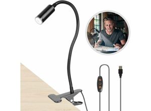 9093563147603 - LYCXAMES – LED-Leselampe 360° flexible USB-wiederaufladbare Leselampe Nachttisch-Leselampe tragbares Clip-Licht einstellbare Helligkeit für