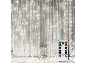 9093563151488 - Lycxames - Vorhang-Lichterkette Fenster-Lichterkette 300 LEDs 3 m x 3 m 8 Beleuchtungsmodi Atmosphäre für Dekoration Weihnachten Hochzeit