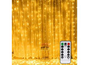 9093563151495 - Lycxames - Vorhang-Lichterkette Fenster-Lichterkette 300 LEDs 3 m x 3 m 8 Beleuchtungsmodi Atmosphäre für Dekoration Weihnachten Hochzeit