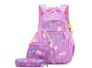 9093563790533 - Lycxames - SchulrucksackSchulrucksack Mädchen Schultaschen 3 Teile Set Schulranzen mit Lunch-Taschen Federmäppchen Freizeitrucksack Wasserdichter