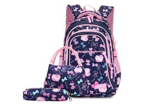 9093563790540 - Lycxames - SchulrucksackSchulrucksack Mädchen Schultaschen 3 Teile Set Schulranzen mit Lunch-Taschen Federmäppchen Freizeitrucksack Wasserdichter