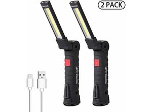 9098922869981 - 2 Stück Arbeitsleuchte tragbare Taschenlampe wiederaufladbare LED-Werkstattlampe 5 Modi Magnetfuß-Taschenlampe für Garagenlampe - Ccykxa