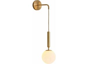 9098922870116 - CCYKXA (Weißes Messing) Moderne E27-Hängelampe mit Glaslampenschirm nordische minimalistische Nachttisch-Wandlampe für Schlafzimmer Wohnzimmer Gang