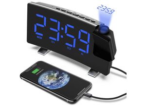 9098922871991 - Ccykxa - Blau) Projektionswecker-Radio 180°-Deckenprojektionswecker USB-FM-Digitaluhr mit Doppelalarmen Schlummerfunktion Sleep-Timer 12 24