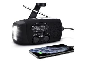 9098922886247 - CCYKXA Tragbares Solarradio selbstbetriebenes AM FM NOAA-Radio mit Handkurbel Dynamo-Wetterradio-Notfallgerät mit 3-LED-Taschenlampe und