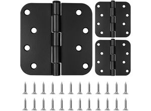 9098922929081 - CCYKXA Mattschwarzes Türscharnier 10 cm [3er-Set] – Außen- und Innentürscharniere von 150 cm bis 200 cm in Eisen & abgerundet – Robuste Hardware mit