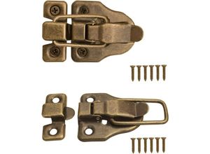 9098922935907 - Ccykxa - Riegel für Truhen Kisten Koffer Metallbeschläge Vintage-Messing-Design 2er-Set mit Schrauben 59 mm x 40 mm