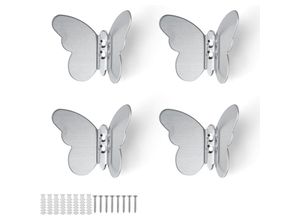 9098922952317 - Silberner Wandhaken 4 Stück moderner Wandhaken kreative Schmetterlings-Kleiderhaken Metallhaken für Dekoration und Aufbewahrung - Ccykxa