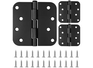 9098922983472 - CCYKXA Mattschwarzes Türscharnier 10 cm [3er-Set] – Außen- und Innentürscharniere von 150 cm bis 200 cm in Eisen & abgerundet – Robuste Hardware mit