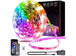 9105333886763 - Memkey - Bleutooth LED-Streifen 15 m LED-Streifen 5050 RGB-LED-Schlafzimmer mehrfarbig flexibler Lichtstreifen gesteuert durch Smartphone-App