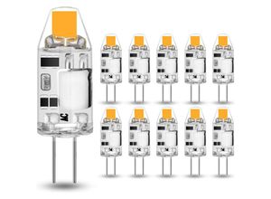 9105333893402 - 10er-Pack G4 2 w LED-Leuchtmittel – ersetzt 20 w Halogenlampen – Warmweiß 3000 k – 200 lm – 12 v ac dc G4 – kein Flimmern – dimmbar [Energieklasse f]