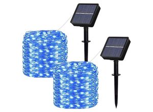 9105333906614 - 2er-Set] Solar-Lichterkette für den Außenbereich 100 LEDs 12 m wasserdichte Guinguette-Girlande 8 Modi Dekorationslicht für Garten Hof