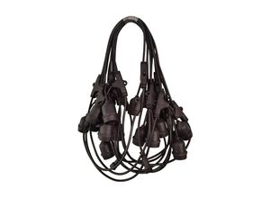 9105333906867 - Memkey - Schwarze Outdoor-Lichterkette mit 20 E27-Fassungen Rundkabel Lichterkettenverlängerung Lichterketten-Verbindungskabel Länge 10m