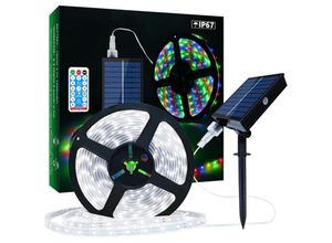 9105333906973 - Memkey - Solar-LED-Streifen für den Außenbereich 5 m 280 LEDs wasserdichter IP67-LED-Streifen kaltweiße LED-Leuchten mit Fernbedienung 8