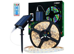 9105333906980 - Tinor - Solar-LED-Streifen für den Außenbereich 5 m 280 LEDs wasserdichter IP67-LED-Streifen warmweiße LED-Leuchten mit Fernbedienung 8