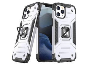 9111201944749 - Gepanzerte Hülle mit Cover + Magnethalterung für iPhone 13 Ring Armor Silber