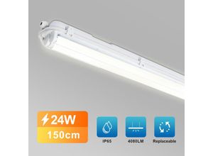 9114680719648 - Hengda - led Feuchtraumleuchte Wannenleuchte Tageslicht Werkstatt Leuchten Badlampe IP65 150cm Neutralweiß 2X - Weiß