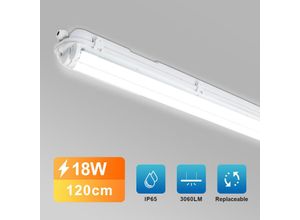 9114680719662 - Hengda LED Feuchtraumleuchte Wannenleuchte Tageslicht Werkstatt Leuchten Badlampe IP65 120cm Kaltweiß 2X - Weiß