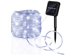 9114680738755 - Solar Lichtschlauch Draht Garten Lichterkette led Lichterschlauch-Kaltweiß-10m - Kaltweiß - Tolletour