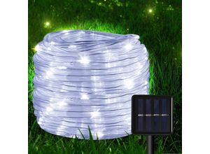 9114680738779 - Tuyau lumineux solaire filaire Chaîne lumineuse de jardin led Tuyau lumineux-Blanc Froid-30m - Tolletour