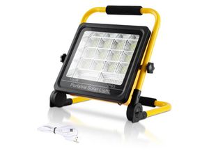 9114680742356 - Hengda - 100W led Baustrahler led Fluter Arbeitsscheinwerfer inkl Standgestell und Netzkabel Wasserdicht IP65 für Garage Garten Baustelle - Gelb