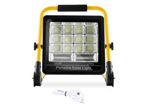 9114680743445 - Tolletour - 100W led Baustrahler led Fluter Arbeitsscheinwerfer inkl Standgestell und Netzkabel Wasserdicht IP65 für Garage Garten Baustelle - Gelb