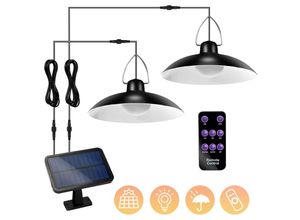 9114680752355 - Swanew - led Solarleuchte Gartenleuchte Solarleuchten Außen IP65 Landschaftslampe Weiß 2 Köpfe - Schwarz