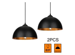 9114680754793 - 2x Pendelleuchte Lampenschirm Pendelleuchte Hängelampe Industrial Decken-Lampe Schwarz-gold Pendellampe - schwarz - Tolletour