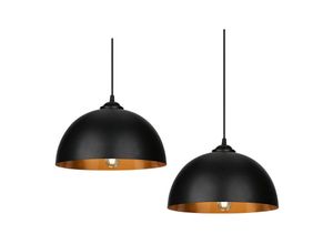 9114680754878 - 2x Pendelleuchte Lampenschirm ohne Birne Schwarz-gold Hängelampe Industrie - schwarz - Tolletour
