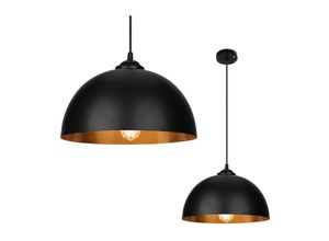 9114680757756 - SWANEW 2x Suspension Luminaire Lampe suspendue Abat-jour sans ampoule Noir-Doré Lampe à suspendre industrielle