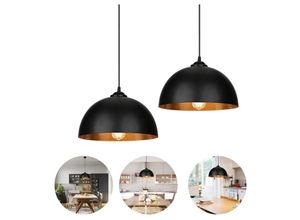 9114680757770 - Swanew - 2x Suspension Luminaire Lampe suspendue Abat-jour Cuisine Lampe suspendue Plafond Noir-Doré Lumière Eclairage Design